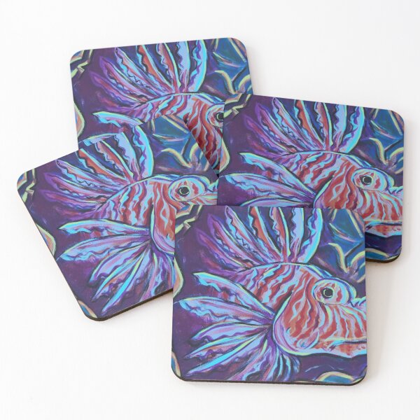 Item preview, Psychedelic Deep Sea Lionfish Art designed and sold by Menagerie-Neon.