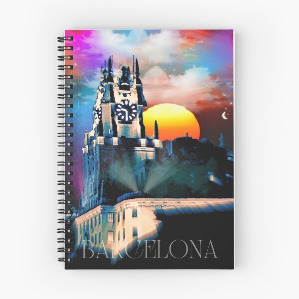 Item preview, Barcelona Surreal Clock Tower Cityscape Poster designed and sold by AXENT Designs.