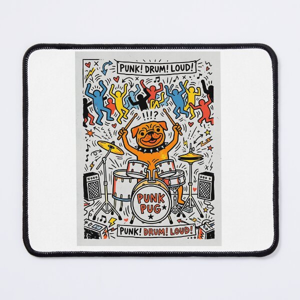 Item preview, Pug Punk Drummer designed and sold by PictoVibe.