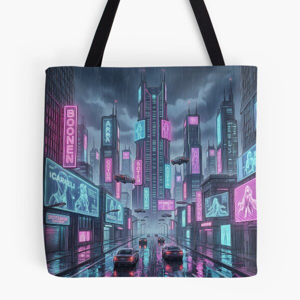Item preview, Cyberpunk Neon City Futuristic Skyline designed and sold by DIUMERI.