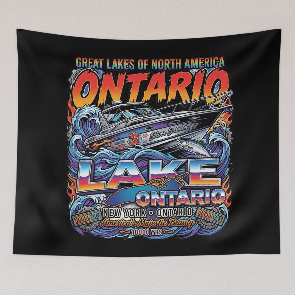 Item preview, Lake Ontario Great Lakes of North America Boat Fishing Design designed and sold by ArtofDari.