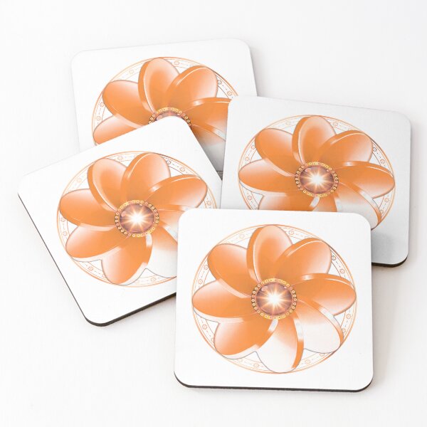 Item preview, 3D Glowing Orange Floral Mandala on Dark designed and sold by MinimalAurashop.