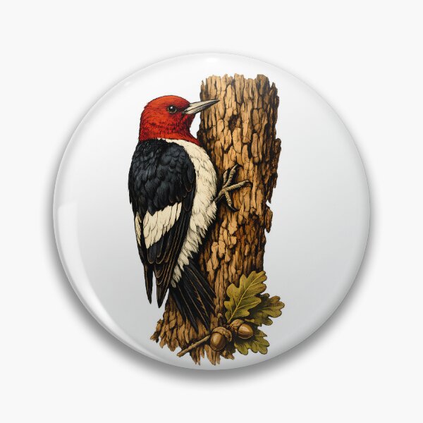 Item preview, Red-headed woodpecker on the trunk of an oak tree designed and sold by Daily Quirk.