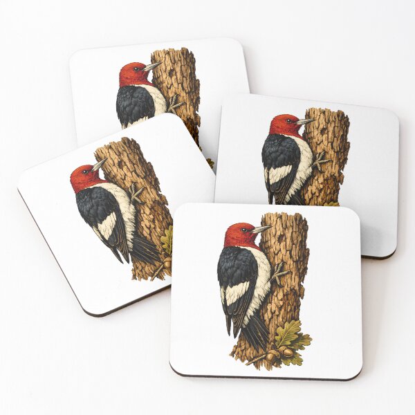 Item preview, Red-headed woodpecker on the trunk of an oak tree designed and sold by Daily Quirk.