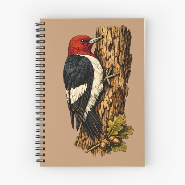 Item preview, Red-headed woodpecker on the trunk of an oak tree designed and sold by Daily Quirk.