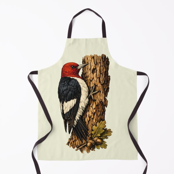 Item preview, Red-headed woodpecker on the trunk of an oak tree designed and sold by Daily Quirk.