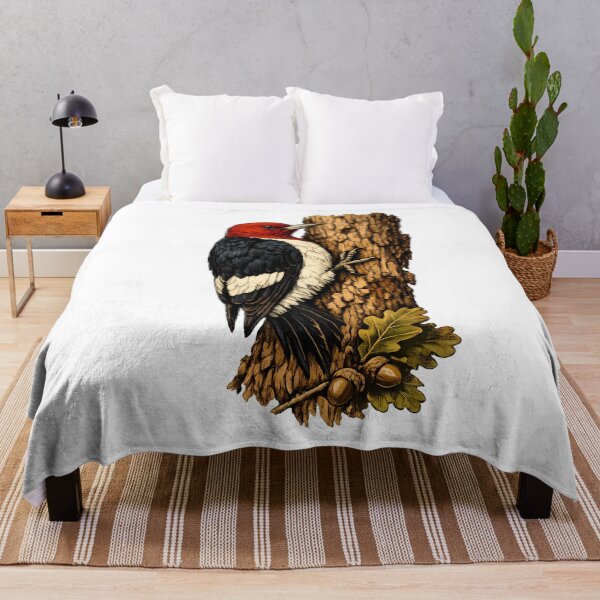 Item preview, Red-headed woodpecker on the trunk of an oak tree designed and sold by Daily Quirk.