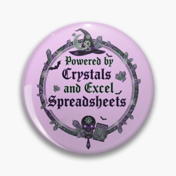 Item preview, Crystals Spreadsheet Skull Witch Hat Emblem designed and sold by Exquisite Design Studio „Paculówka”.