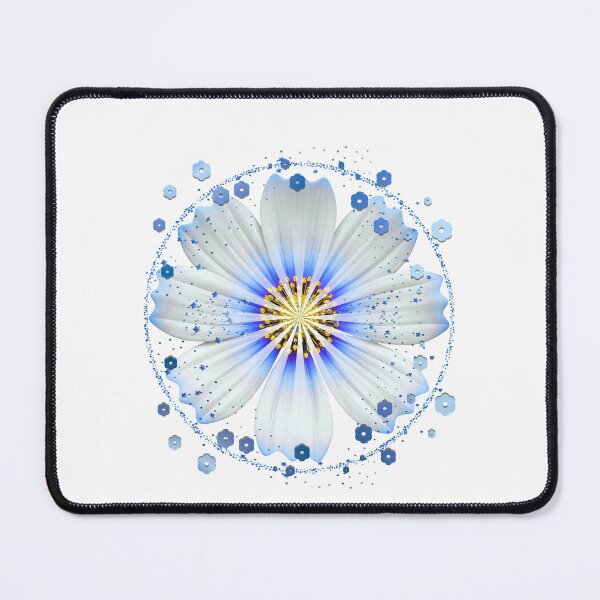 Item preview, Glowing Cyan and White Floral Mandala - Part of a 6-Color Collection designed and sold by MinimalAurashop.