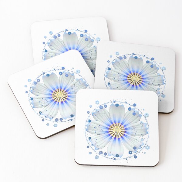 Item preview, Glowing Cyan and White Floral Mandala - Part of a 6-Color Collection designed and sold by MinimalAurashop.