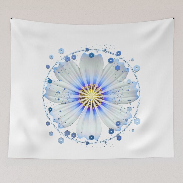 Item preview, Glowing Cyan and White Floral Mandala - Part of a 6-Color Collection designed and sold by MinimalAurashop.