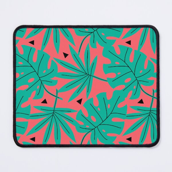 Item preview, Tropical Leaves Monstera Leaf Seamless Repeating Pattern Turquoise on Coral Red designed and sold by Itaya Art.