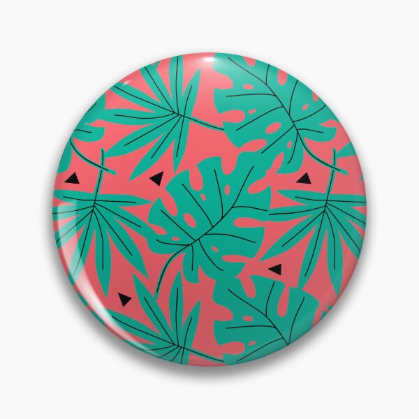 Item preview, Tropical Leaves Monstera Leaf Seamless Repeating Pattern Turquoise on Coral Red designed and sold by Itaya Art.