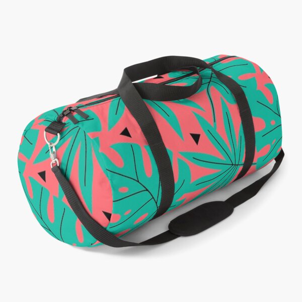 Item preview, Tropical Leaves Monstera Leaf Seamless Repeating Pattern Turquoise on Coral Red designed and sold by Itaya Art.