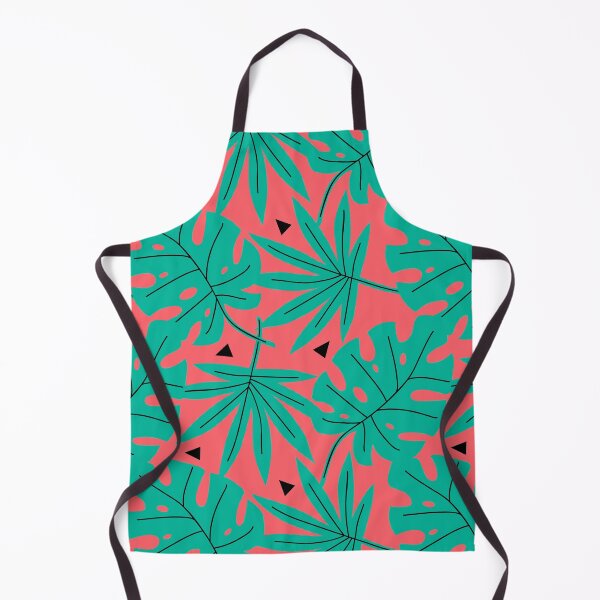 Item preview, Tropical Leaves Monstera Leaf Seamless Repeating Pattern Turquoise on Coral Red designed and sold by Itaya Art.