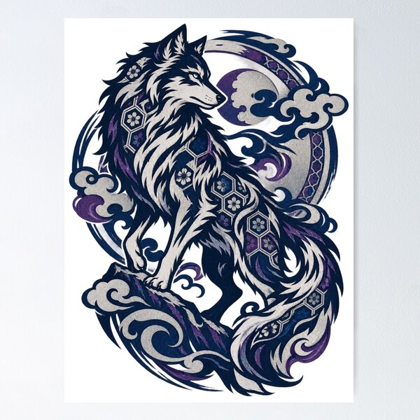 Item preview, Japanese Wolf Moon Art designed and sold by  Silent Japan Studio.