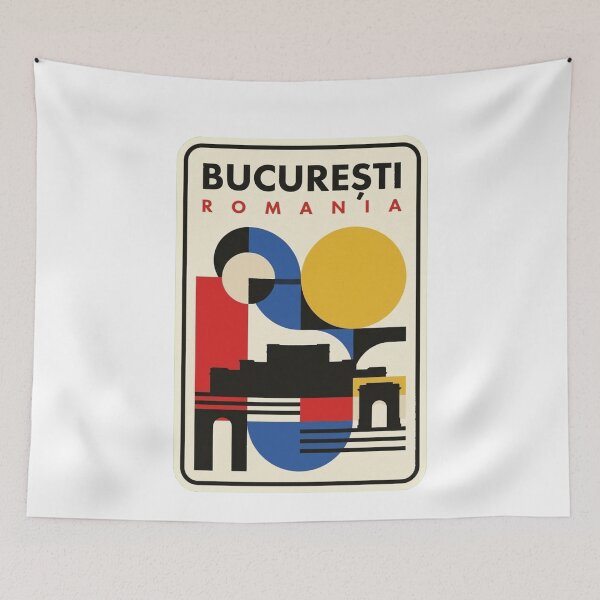 Item preview, Retro București Bauhaus Geometric Skyline designed and sold by k3rstman1.