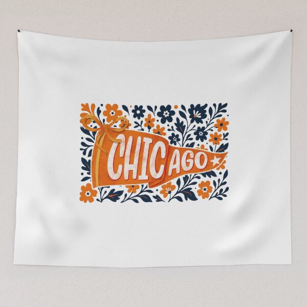 Item preview, Chicago Floral Pennant Retro Design designed and sold by kalyiahboitel.