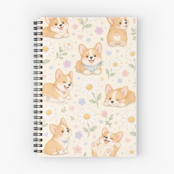 Item preview, Playful Corgi Puppy & Daisy Floral Pattern designed and sold by Skyrocketz.