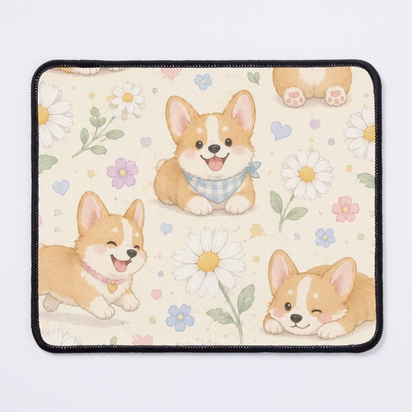 Item preview, Playful Corgi Puppy & Daisy Floral Pattern designed and sold by Skyrocketz.