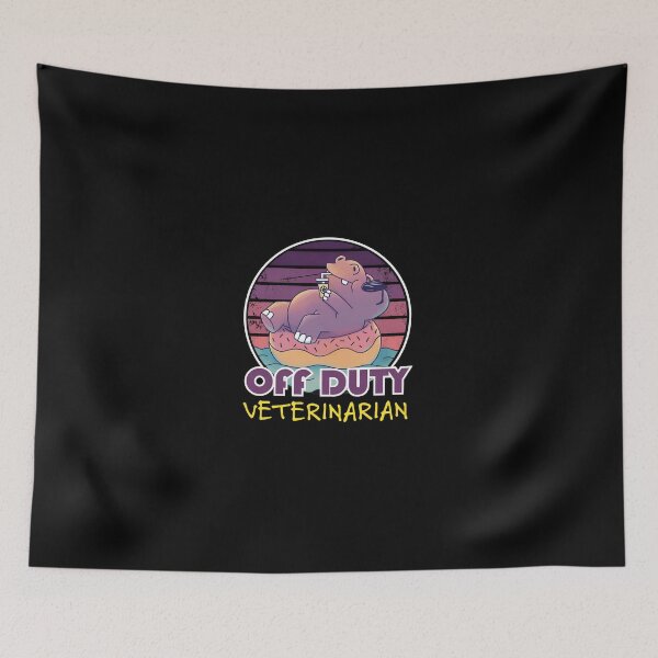 Item preview, Off Duty Veterinarian Hippo Relaxing On Donut designed and sold by PaigeProc.