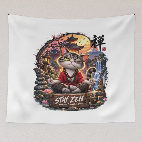 Item preview, Stay Zen Even When It Makes No Sense - Funny Meditating Cat designed and sold by Csaba1983.