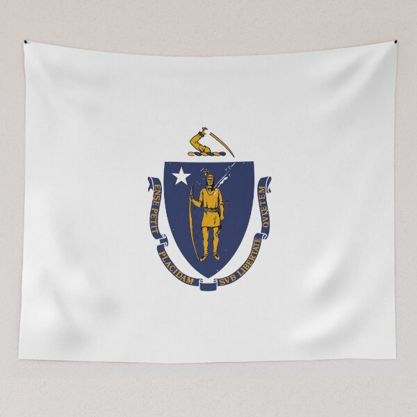 Aperçu de l'œuvre Cœur du drapeau du Massachusetts vieilli MA créée et vendue par shitpostee.
