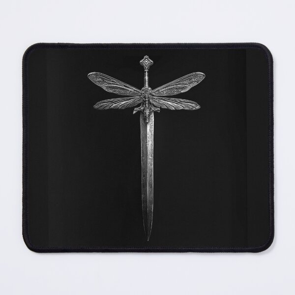 Item preview, Dragonfly Sword Gothic Fantasy Winged Blade Black and White Art Design designed and sold by inkoutninja.