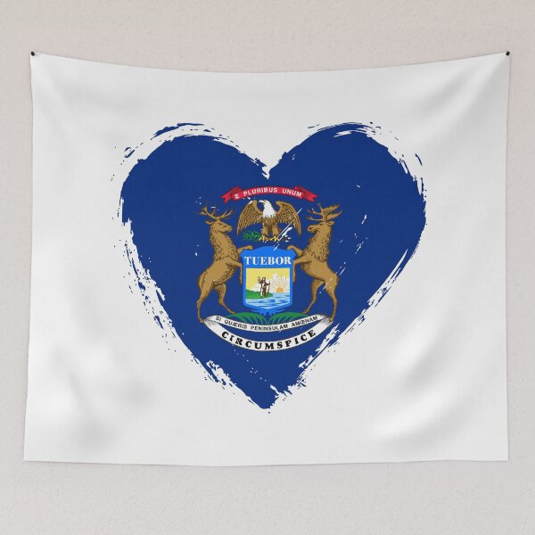 Item preview, Distressed Michigan Flag Heart MI designed and sold by shitpostee.