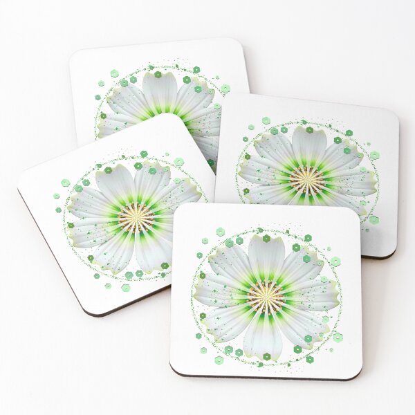 Item preview, Glowing Green and White Floral Mandala - Part of a 6-Color Collection designed and sold by MinimalAurashop.