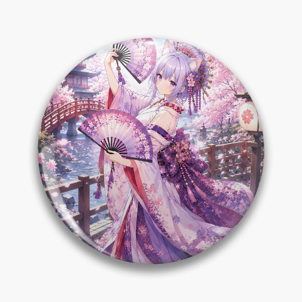 Item preview, Anime Cat Girl with Folding Fans - Sakura Blossom Bridge designed and sold by Revyra Design .