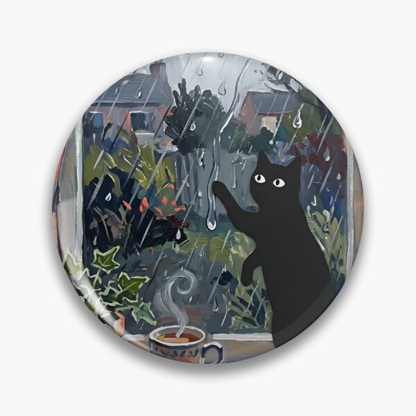 Item preview, Cozy Black Cat Tracking Raindrops on Window Matisse Style Poster designed and sold by DuckOddity.