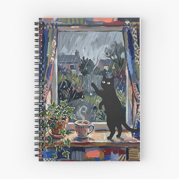 Item preview, Cozy Black Cat Tracking Raindrops on Window Matisse Style Poster designed and sold by DuckOddity.
