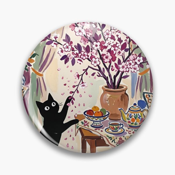 Item preview, Curious Black Cat Shaking Blossom Branch Matisse Style Wall Art designed and sold by DuckOddity.
