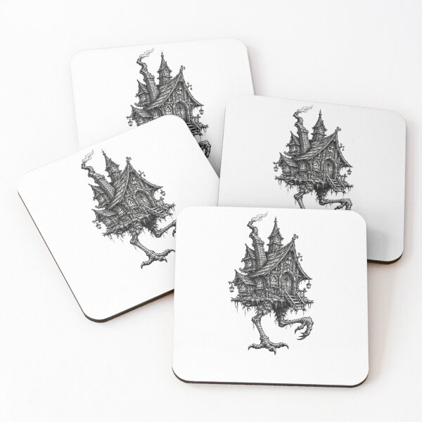 Item preview, Funny Yaga Walking Witch Hut Fantasy Folklore Cottage Art designed and sold by elderberry.