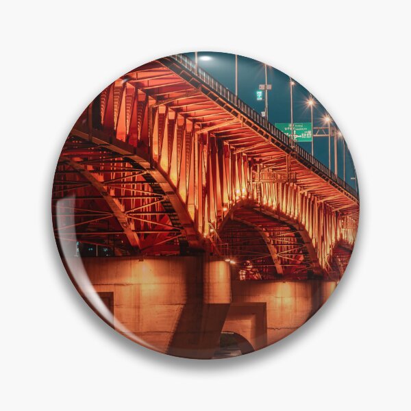 Item preview, Crimson Glow Under Night Truss Bridge designed and sold by Nightwindow.