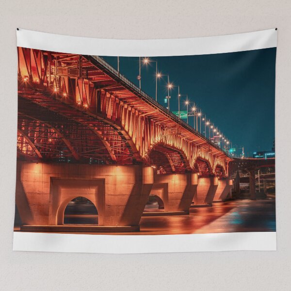 Item preview, Crimson Glow Under Night Truss Bridge designed and sold by Nightwindow.
