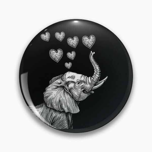Item preview, Elephant with Hearts Cute Romantic Wildlife Black and White Art Design designed and sold by inkoutninja.