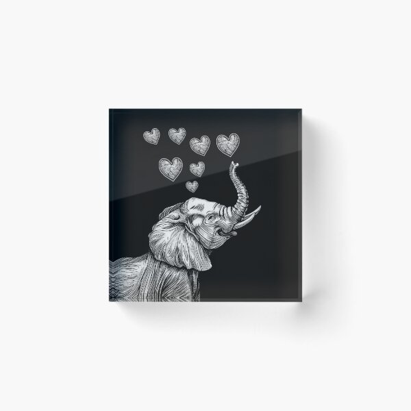 Item preview, Elephant with Hearts Cute Romantic Wildlife Black and White Art Design designed and sold by inkoutninja.