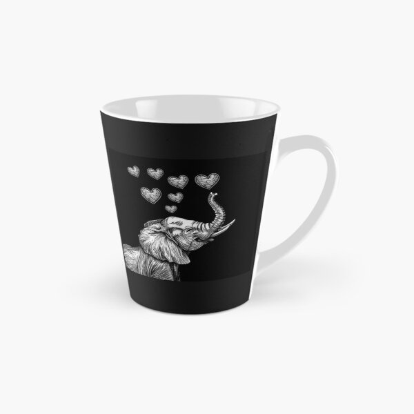 Item preview, Elephant with Hearts Cute Romantic Wildlife Black and White Art Design designed and sold by inkoutninja.