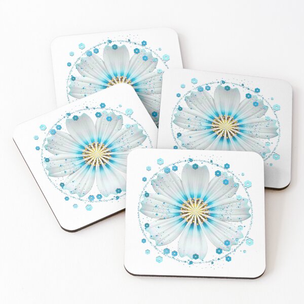 Item preview, Glowing Blue and White Floral Mandala - Part of a 6-Color Collection designed and sold by MinimalAurashop.