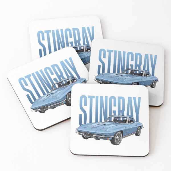 Item preview, Light Blue 1965 Chevrolet Corvette C2 Sting Ray Classic Sports Car Vector Art designed and sold by Motorline44.