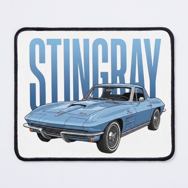 Item preview, Light Blue 1965 Chevrolet Corvette C2 Sting Ray Classic Sports Car Vector Art designed and sold by Motorline44.