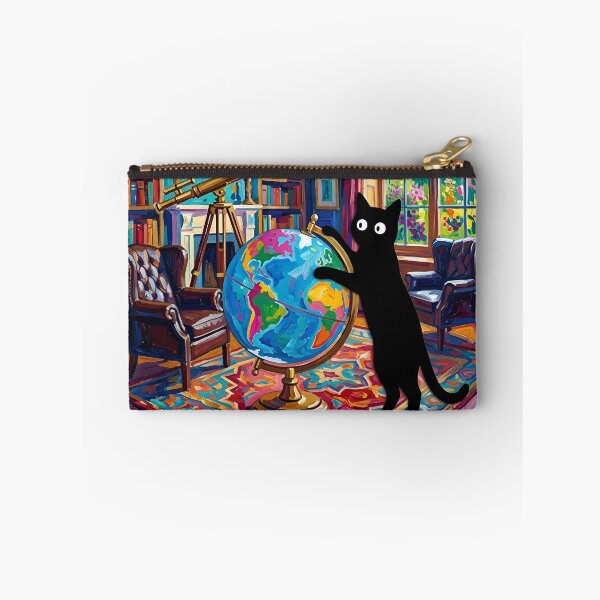 Item preview, Explorer Black Cat Spinning Globe Matisse Style Print designed and sold by DuckOddity.