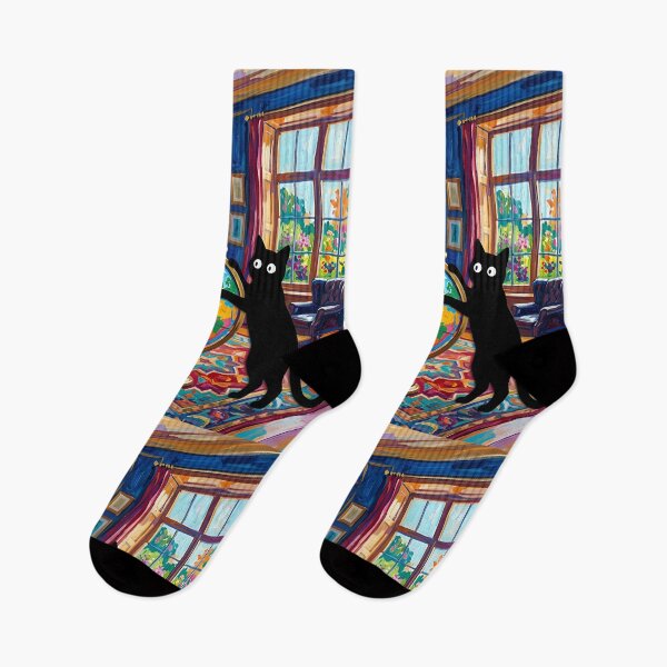 Item preview, Explorer Black Cat Spinning Globe Matisse Style Print designed and sold by DuckOddity.