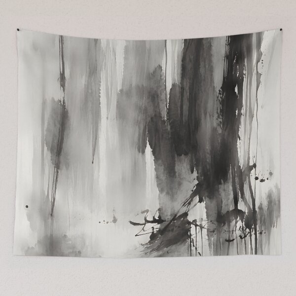 Item preview, Minimalist Black and Gray Abstract Ink Wash Brushstrokes designed and sold by GutyzDesignsES.