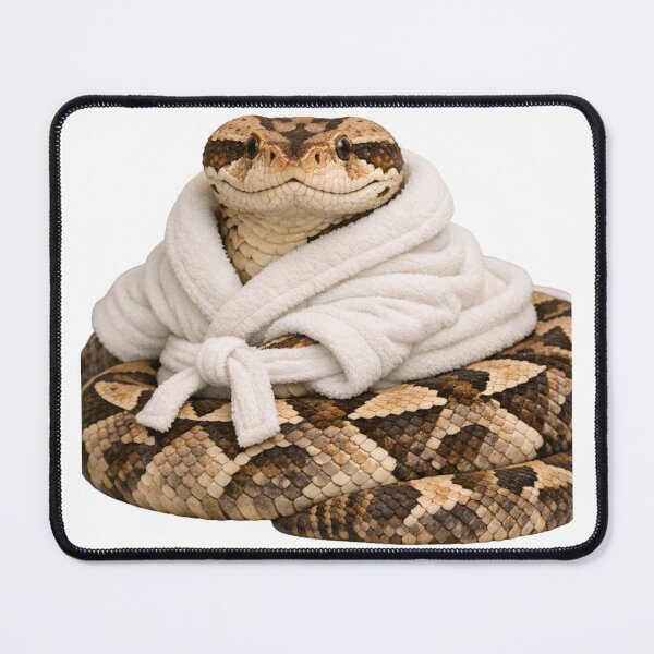 Item preview, Cozy Gaboon Viper in a Bathrobe designed and sold by Sillytoe.