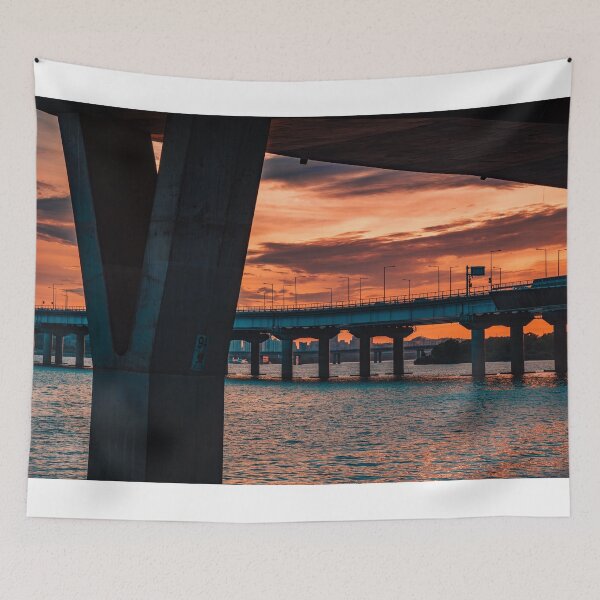 Item preview, Fiery Sunset Framed by Concrete Bridge Pillar designed and sold by Nightwindow.