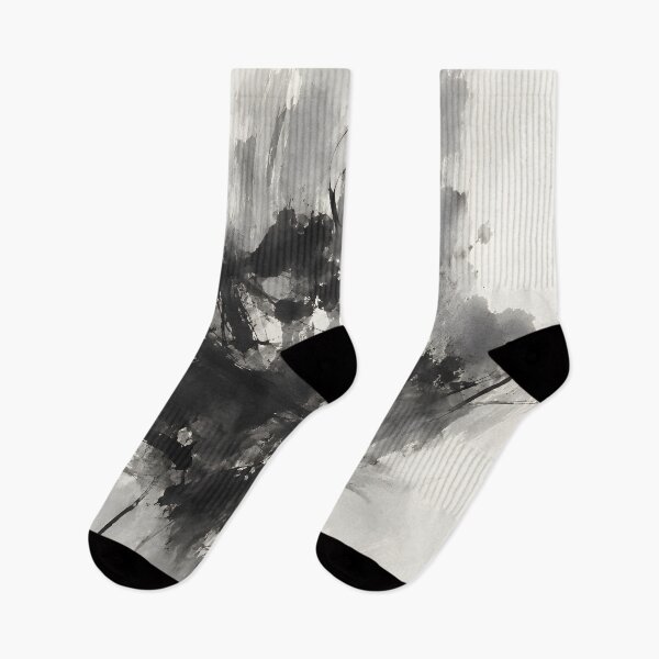 Item preview, Black and White Abstract Ink Wash Expressive Brush Painting designed and sold by GutyzDesignsES.