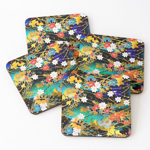 Item preview, Japanese Fantasy Floral Art - Vibrant Red and Golden designed and sold by DEC02.
